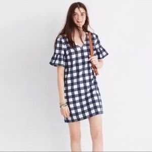 Madewell Plaid Navy & White Dress 00